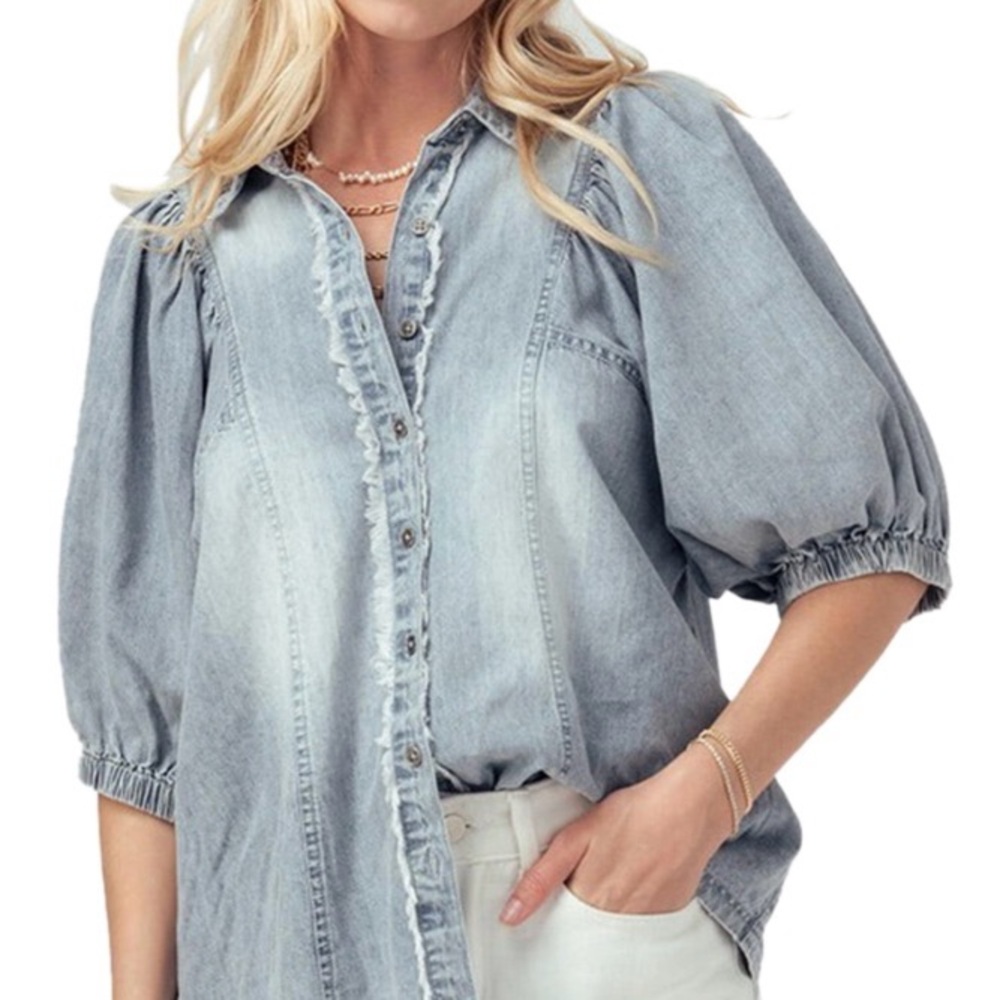 Aaron & Amber Denim Top Size M. NWOT